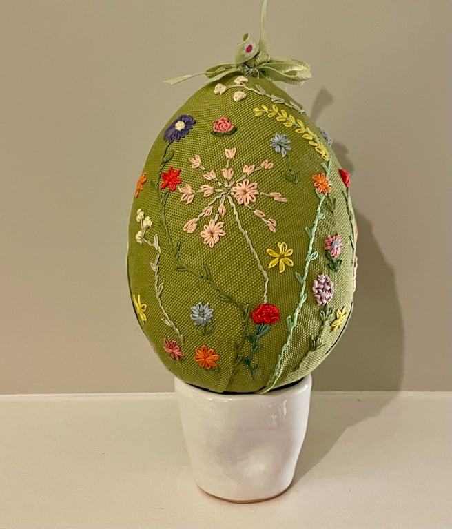 perfectly imperfect Large Fabric Floral  Easter Egg 