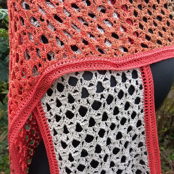 Handmade Crocheted Scarf, Ombre yarn