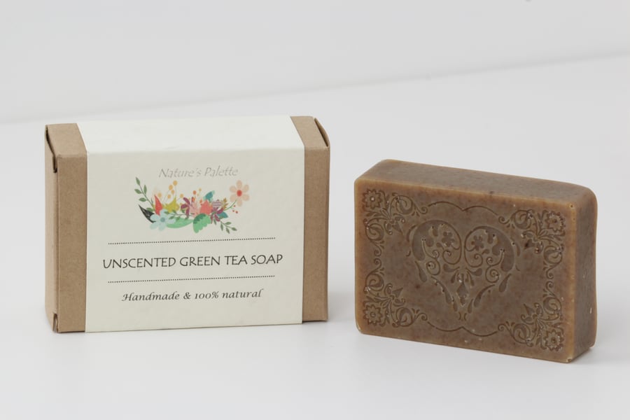 Handmade unscented green tea soap, palm oil free soap