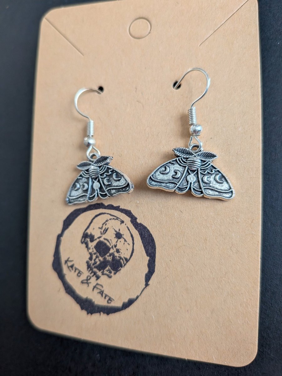 Moth Dangle Earrings - Handcrafted Gothic & Witchy Jewellery