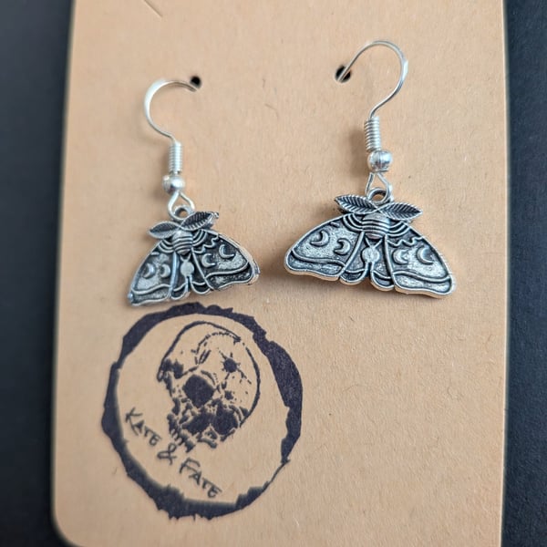 Moth Dangle Earrings - Handcrafted Gothic & Witchy Jewellery