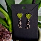 Gothic stud dangle witch moon earrings heart celestial 