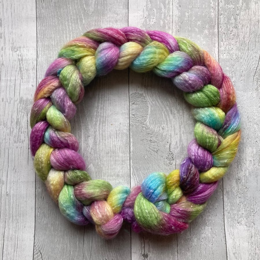 Merino bamboo tweed blend Spinning fibre 100g Barley Wing