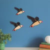 Family of Flying wooden Puffins - Wall decor Hangings