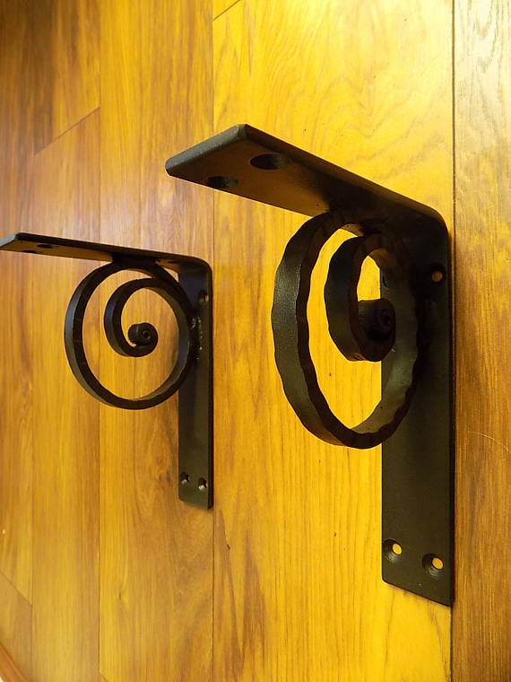 Shelf Brackets...........Wrought Iron (Forged Steel) Hand Made.Free Fitting Kit.