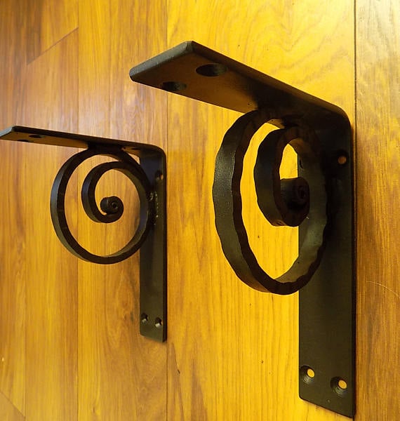 Shelf Brackets...........Wrought Iron (Forged Steel) Hand Made.Free Fitting Kit.