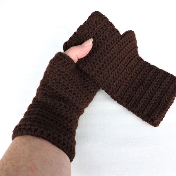 Sale   Fingerless Mittens Adults Chocolate Brown