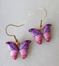 Pink and Blue Butterfly Earrings with KC Gold Ear Wires