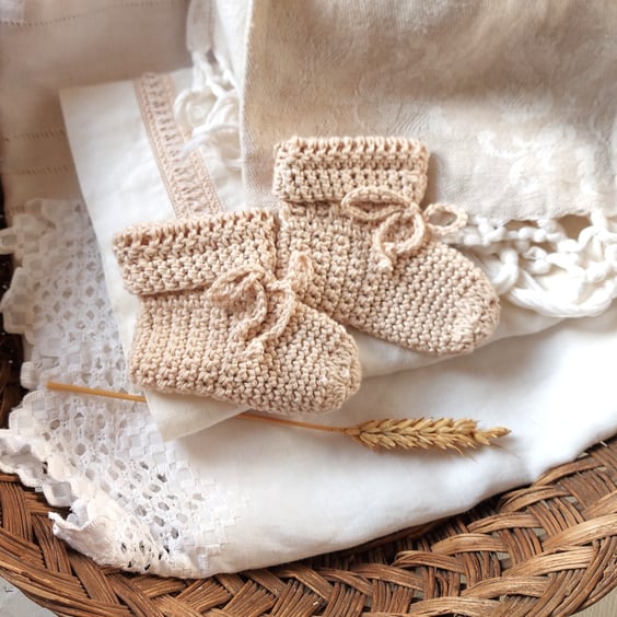 Organic Baby Booties, certified cotton, Back to Nature Collection