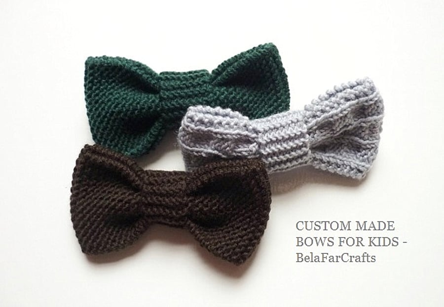 Made to Order bows for kids - Photo shoot bows - Toddler knit accessories 