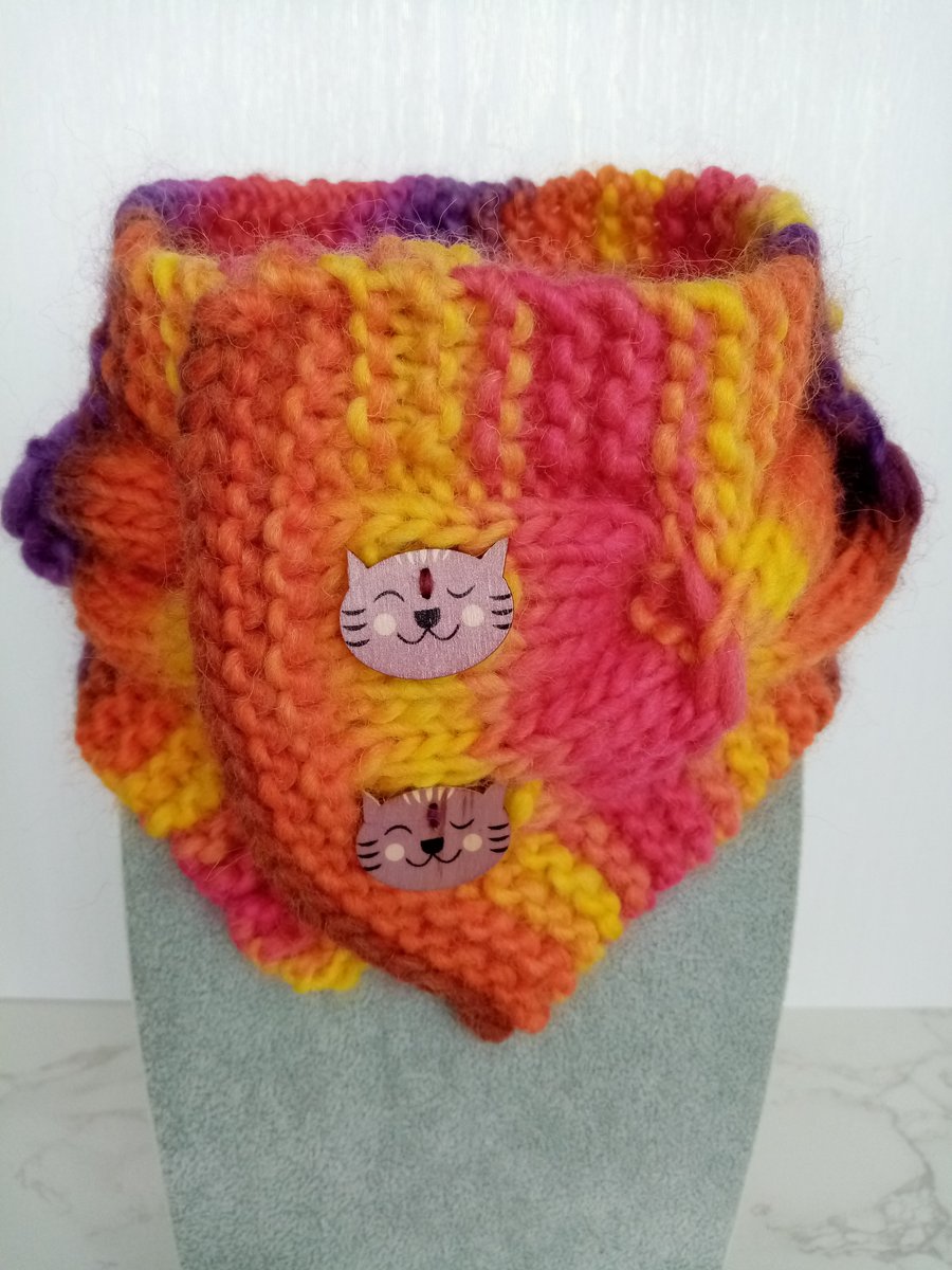 Cable Knit Neck Warmer for Kids 100% Pure Wool 