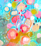 Neighbours Hollyhocks - Original Abstract Floral Painting in Peach and Lemons - Image 5