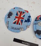 Hand warmers, heat pads rice filled in blue Queens fabric.   - Image 3