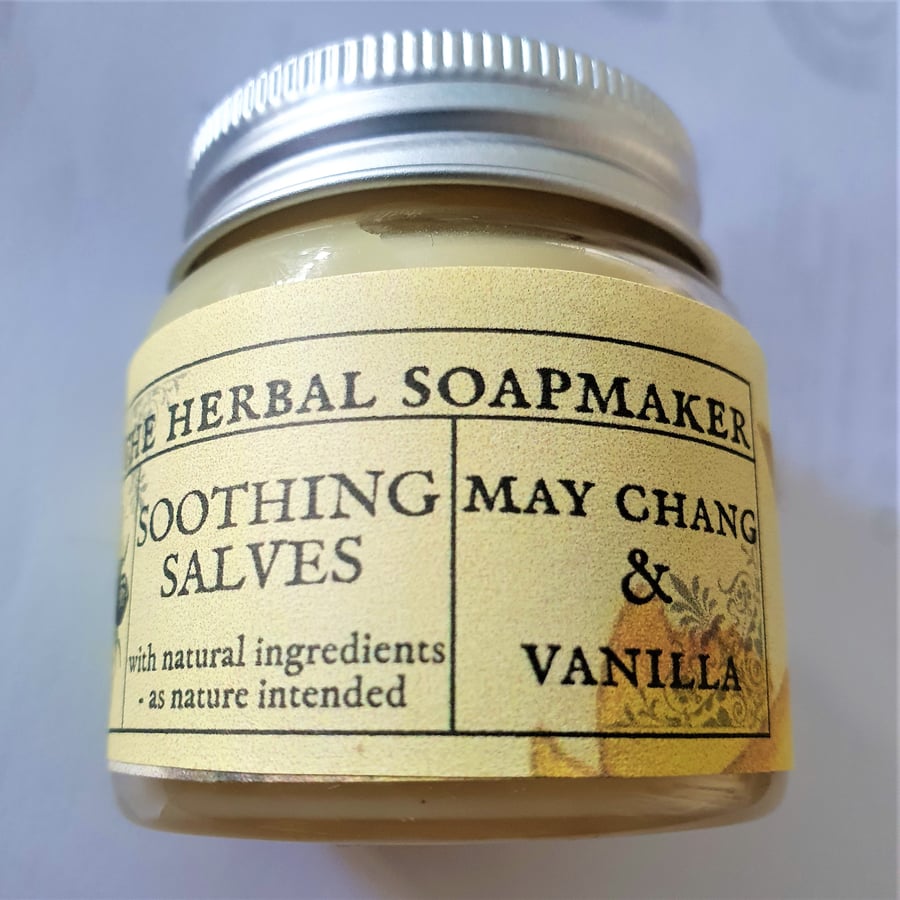 May Chang & Vanilla soothing hand salve 60ml balm, moisturiser, natural