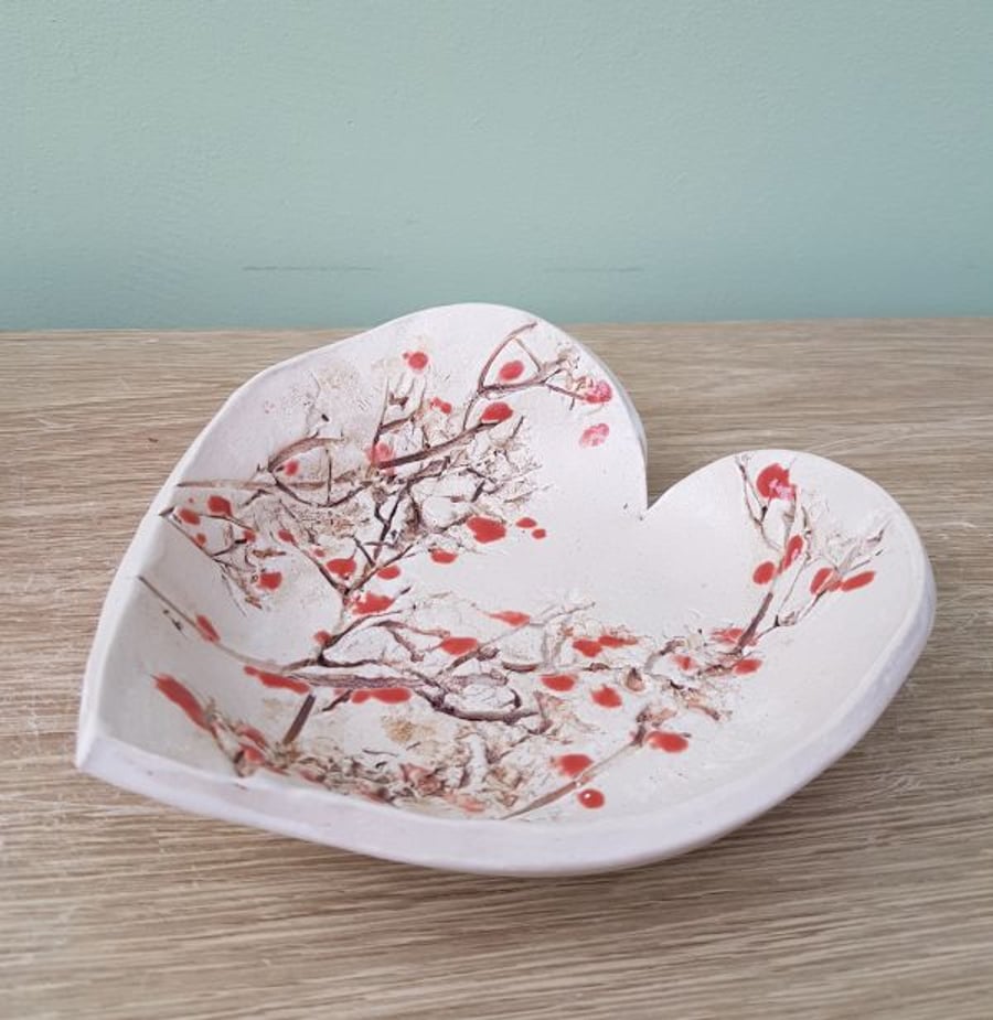 Cherry Blossom Tree Ceramic Heart Bowl