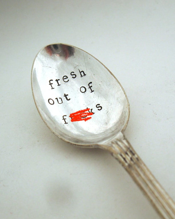 Rude coffeespoon, fresh out of f--ks, bargain bin item