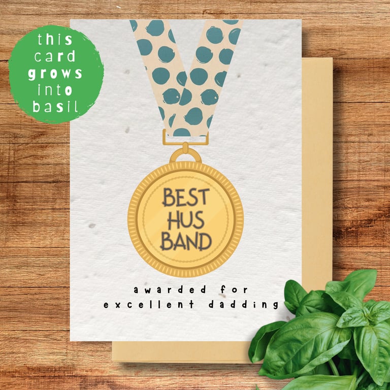 Best Husband Award Plantable Card, Basil Seed Paper for Fathers Day