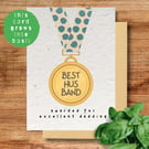 Best Husband Award Plantable Card, Basil Seed Paper for Fathers Day