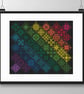 042D - Cross Stitch Quaker Sampler Banded rainbow tiled patchwork squares - Image 1