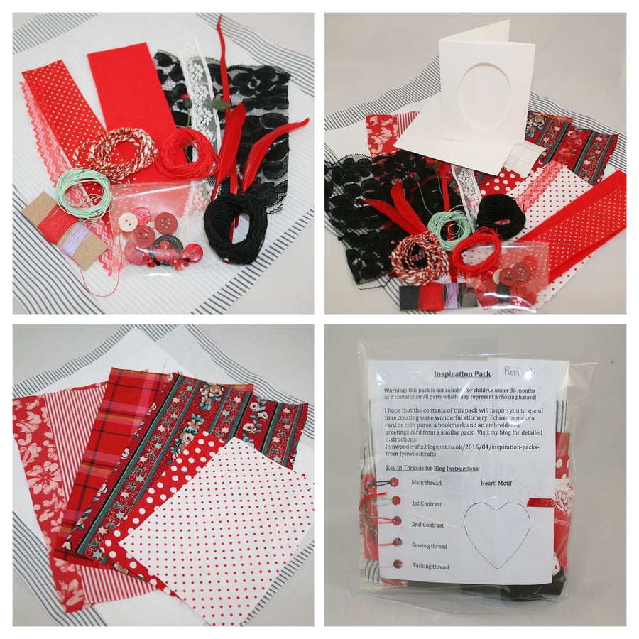 Red Inspiration Pack 01 - Fabrics, Fibres and Embellishments