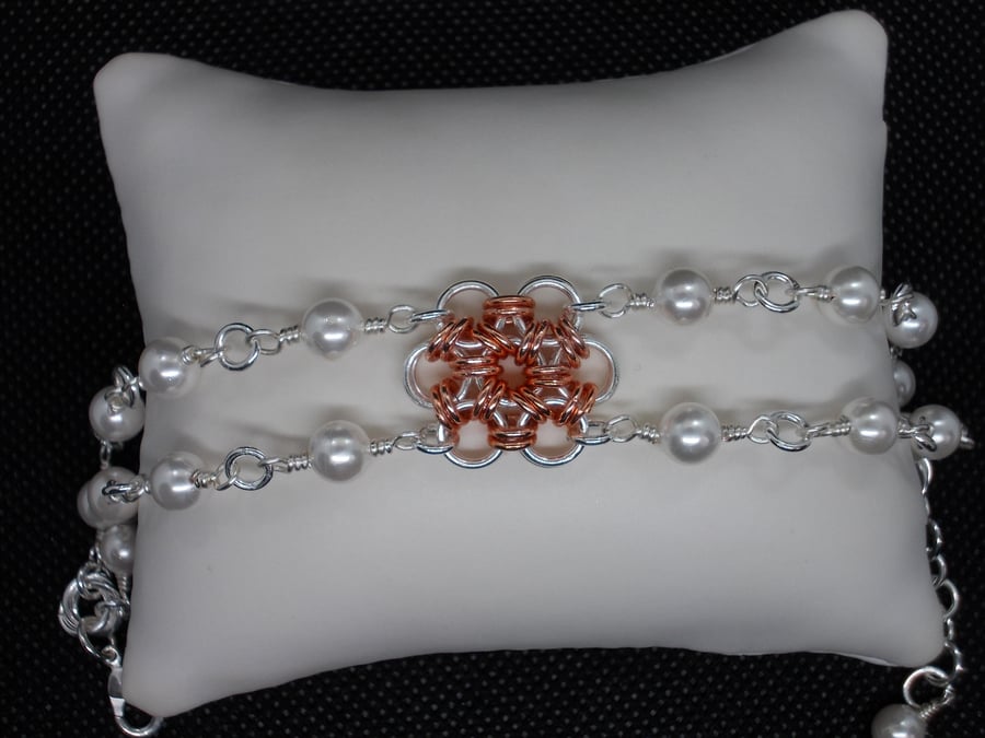 SALE - Chainmaille flower bracelet