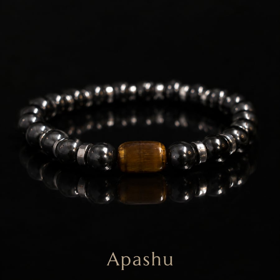 Premium Men’s Tiger Eye & Hematite Bracelet – 20 cm – Any Size Available
