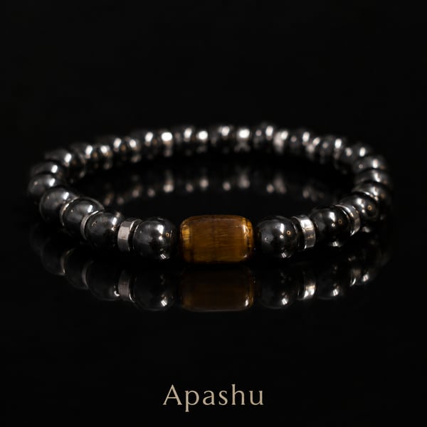 Premium Men’s Tiger Eye & Hematite Bracelet – 20 cm – Any Size Available