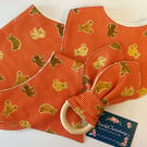 Four piece Gingham Teddy Bear baby set - Baby Gift Set - Baby Shower Gift