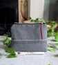 Striped Chenille and Upcycled Denim Chambray Purse Pouch or Makeup Bag - Image 8
