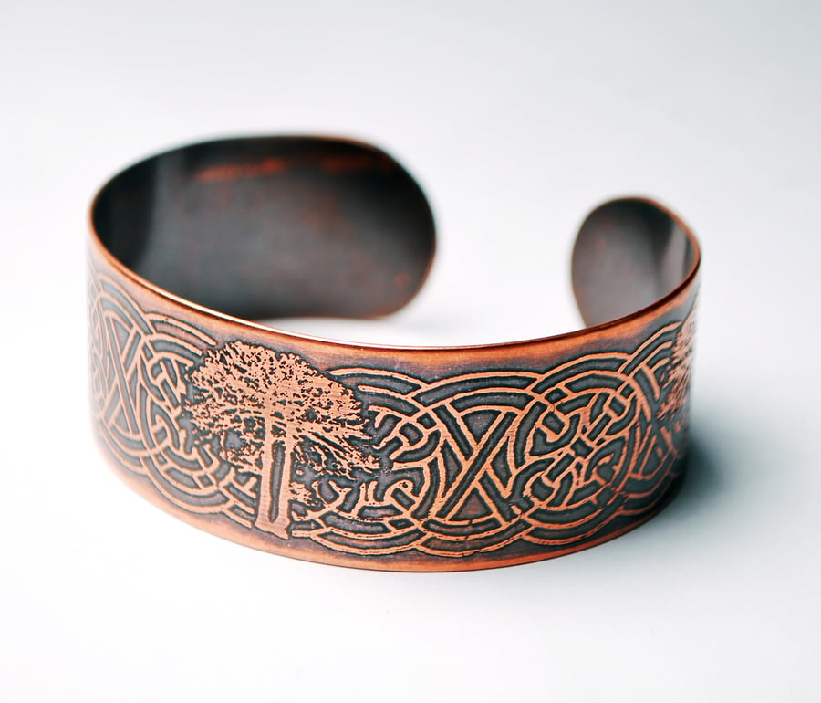 Celtic copper Tree Cuff Bracelet