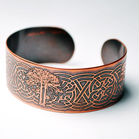 Celtic copper Tree Cuff Bracelet