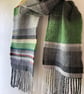 Ecclesall Woods Handwoven Herringbone Lambswool Scarf, Green - Image 5