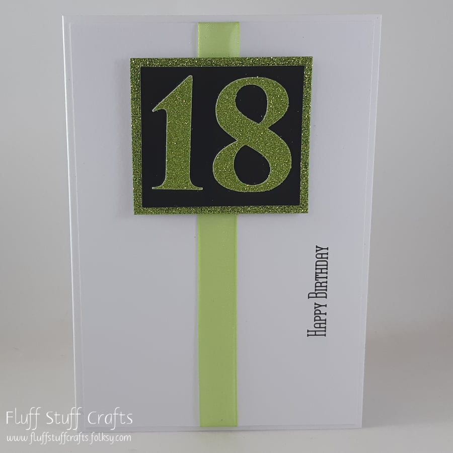 Handmade glittered 18th birthday card