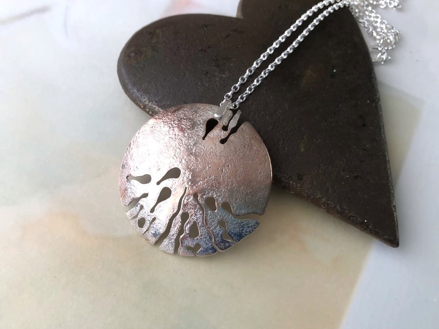 Round Domed & Textured Pendant with Cut Out Details