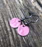 Raspberry enamel drop earrings. Sterling Silver upgrade available.  - Image 7