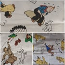 Tintin and Snowy wondetful 1990s Herge Shooting Star 62 x 42 cms cotton fabric 