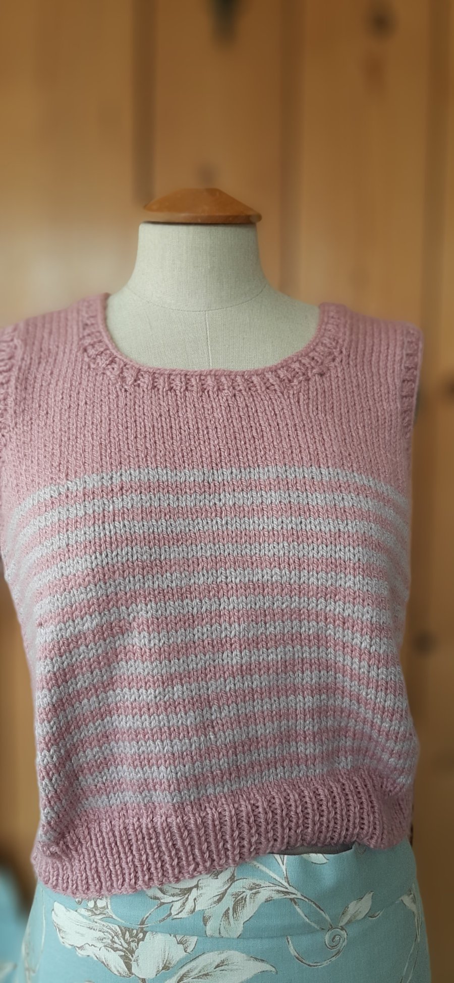Pink hand knitted tank top.  medium 