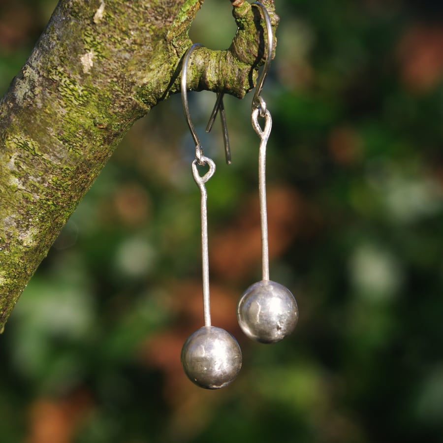 Christmas Silver Bauble Dangle Earrings