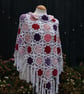 White and Pink colours warm and cosy cotton crochet shawl - design A447 - Image 5