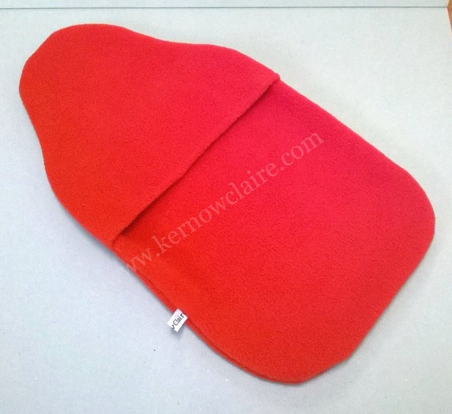 Hot water bottle cover in red fleece