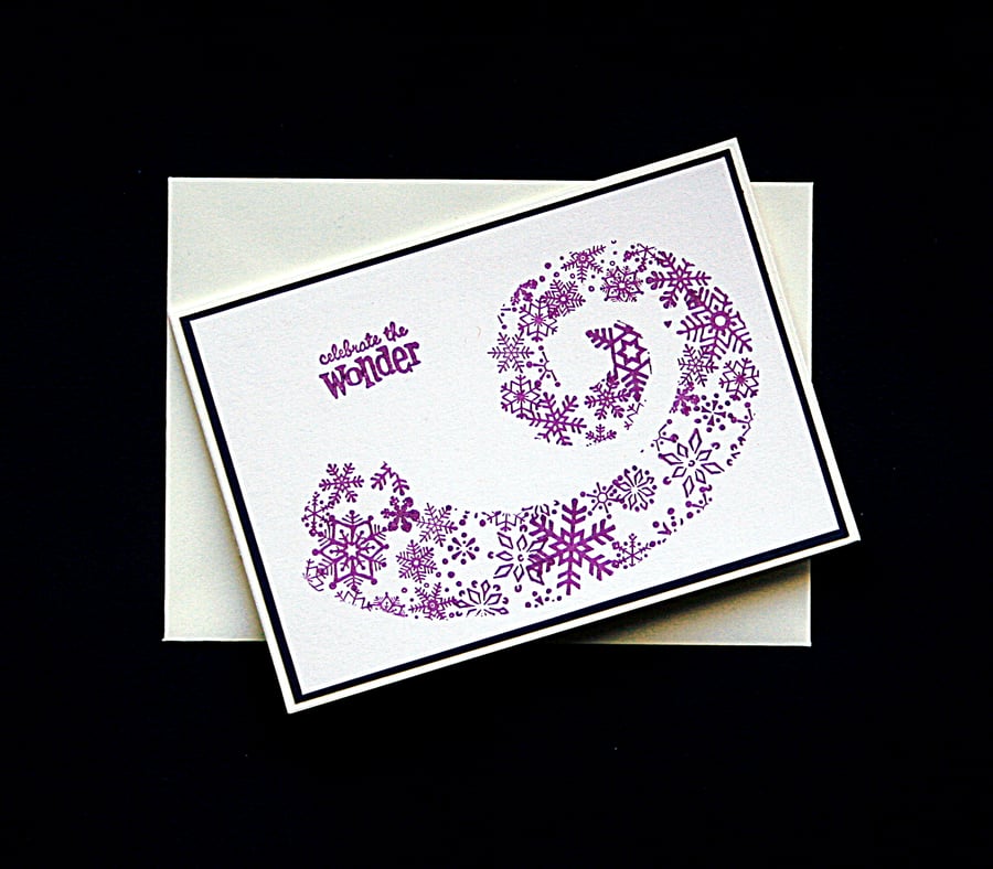 Swirling Snowflakes - Handcrafted Christmas Card - dr16-0092