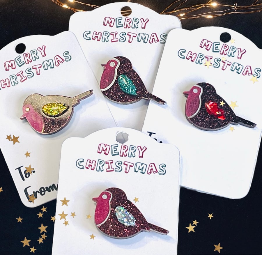 Christmas robin brooch, Christmas jewellery, secret Santa gift, stocking filler