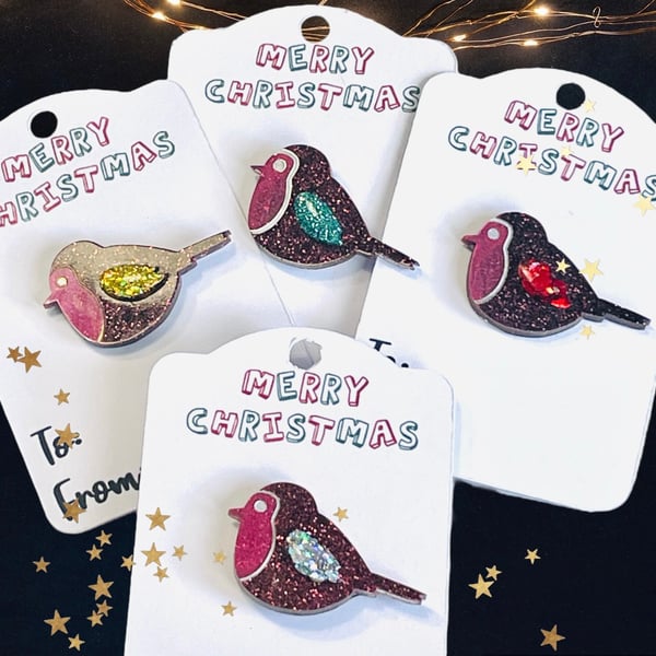 Christmas robin brooch, Christmas jewellery, secret Santa gift, stocking filler