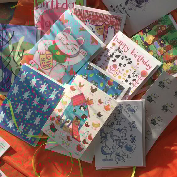 Multipack cards by  Jo Brown happytomato 10 card pack