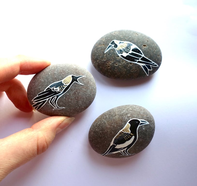Painted Chickadee Stone - Bird Painting Cute Home Accent