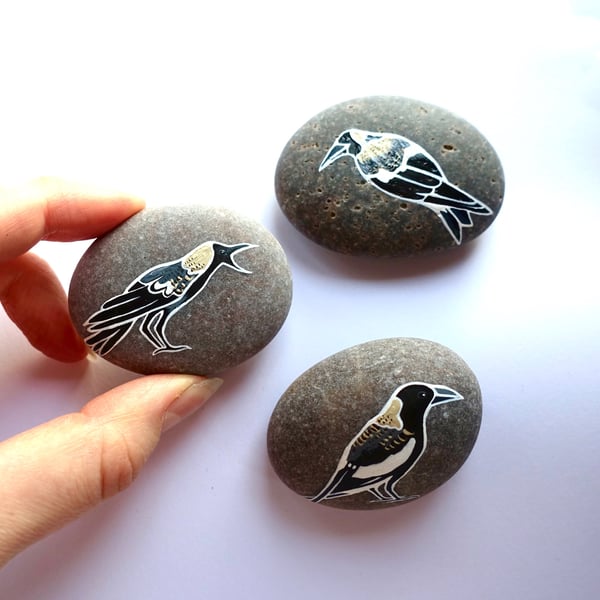 Painted Chickadee Stone - Bird Painting Cute Home Accent