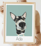  Commissioned pet portrait, of your dog or cat - poster style