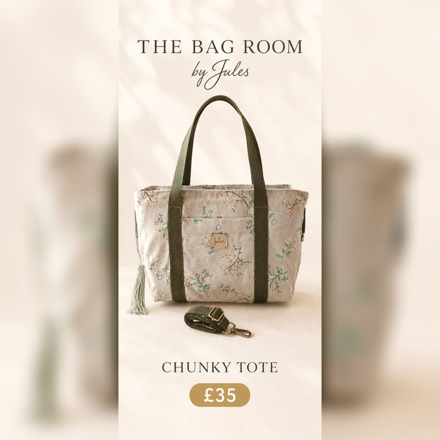 Cream Floral Chunky Tote Bag