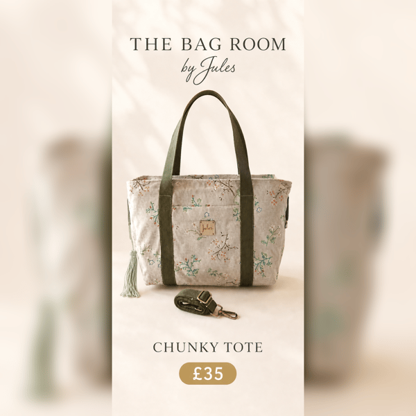 Cream Floral Chunky Tote Bag