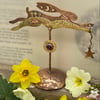 Decorative Copper & Brass Hare with Garnet